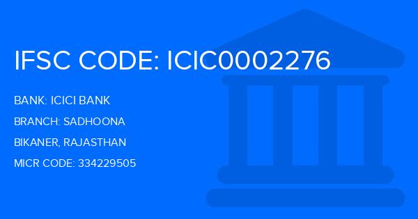 Icici Bank Sadhoona Branch IFSC Code