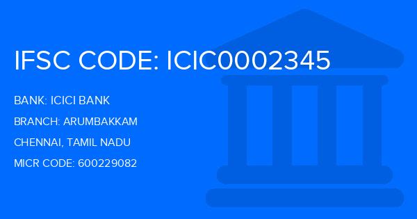 Icici Bank Arumbakkam Branch IFSC Code