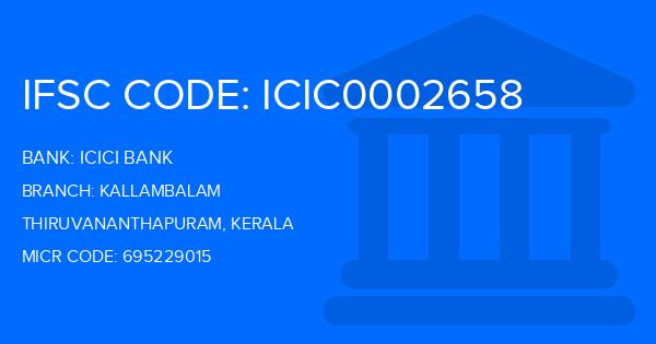 Icici Bank Kallambalam Branch IFSC Code