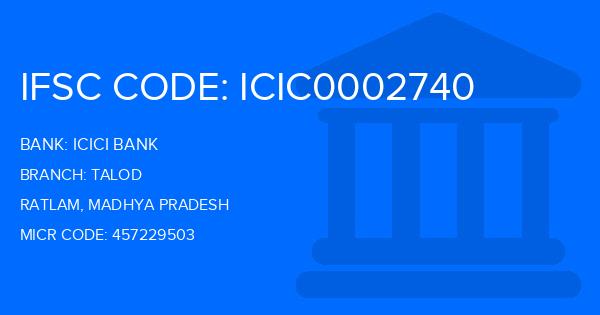 Icici Bank Talod Branch IFSC Code
