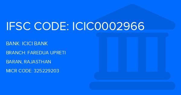 Icici Bank Faredua Upreti Branch IFSC Code