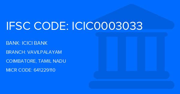 Icici Bank Vavilpalayam Branch IFSC Code