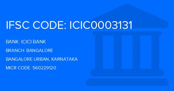 Icici Bank Bangalore Branch IFSC Code