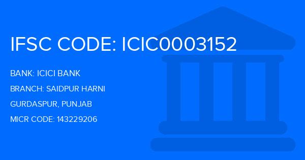 Icici Bank Saidpur Harni Branch IFSC Code