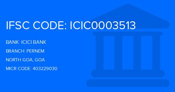 Icici Bank Pernem Branch IFSC Code