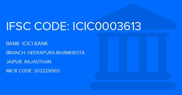 Icici Bank Heerapura Bhankrota Branch IFSC Code
