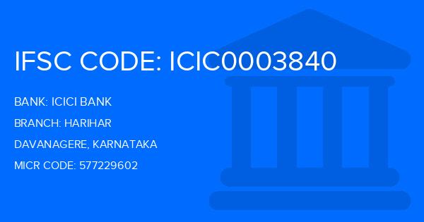 Icici Bank Harihar Branch IFSC Code