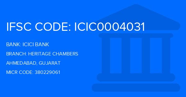 Icici Bank Heritage Chambers Branch IFSC Code