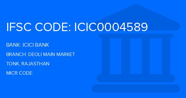 Icici Bank Deoli Main Market Branch IFSC Code