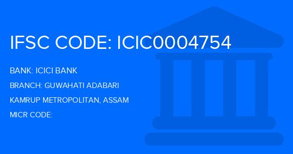 Icici Bank Guwahati Adabari Branch IFSC Code