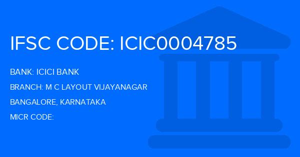 Icici Bank M C Layout Vijayanagar Branch IFSC Code