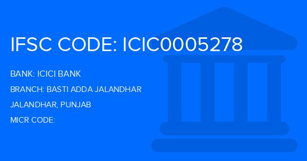 Icici Bank Basti Adda Jalandhar Branch IFSC Code