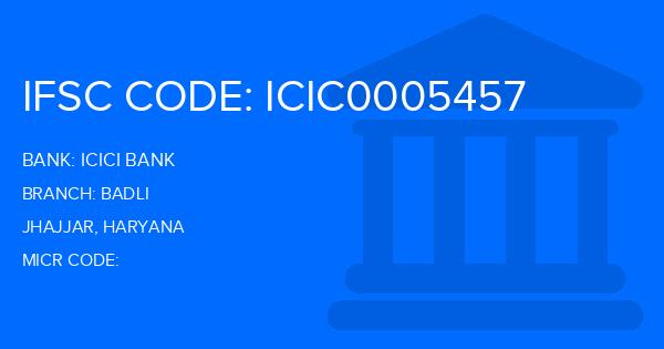 Icici Bank Badli Branch IFSC Code