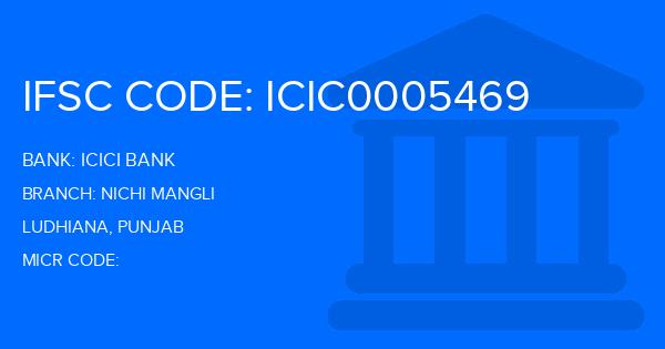 Icici Bank Nichi Mangli Branch IFSC Code