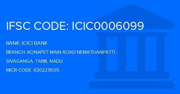 Icici Bank Konapet Main Road Nemathanpatti Branch IFSC Code