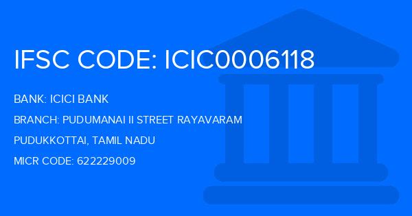 Icici Bank Pudumanai Ii Street Rayavaram Branch IFSC Code