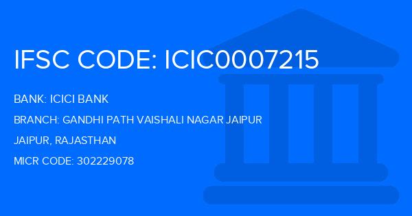 Icici Bank Gandhi Path Vaishali Nagar Jaipur Branch IFSC Code
