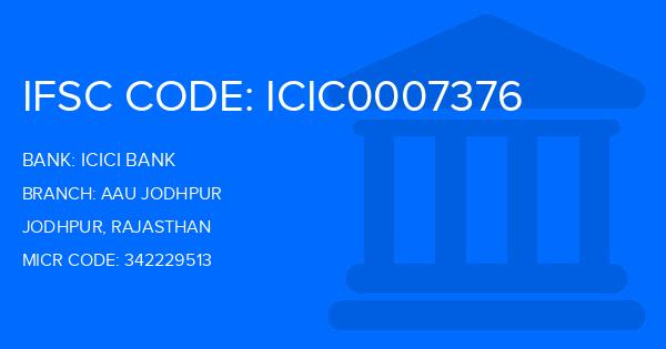Icici Bank Aau Jodhpur Branch IFSC Code