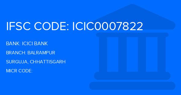 Icici Bank Balrampur Branch IFSC Code