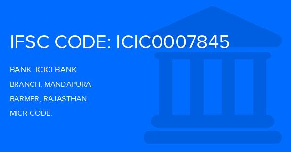 Icici Bank Mandapura Branch IFSC Code