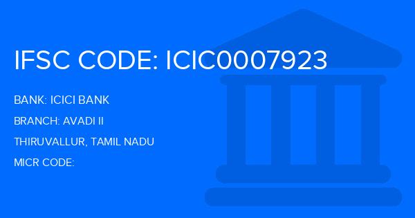 Icici Bank Avadi Ii Branch IFSC Code