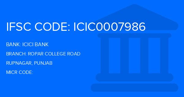 Icici Bank Ropar College Road Branch IFSC Code