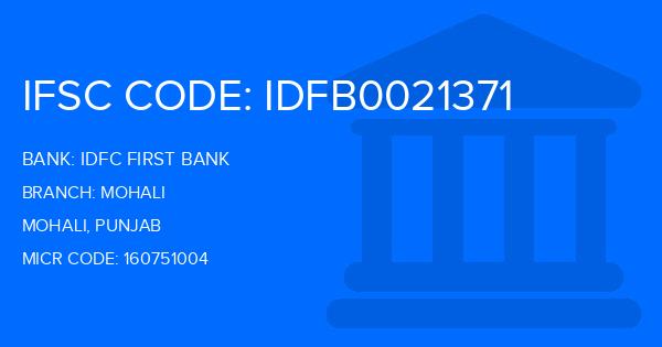 Idfc First Bank Mohali Branch IFSC Code