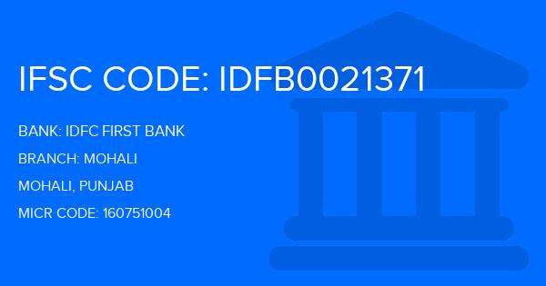 Idfc First Bank Mohali Branch IFSC Code