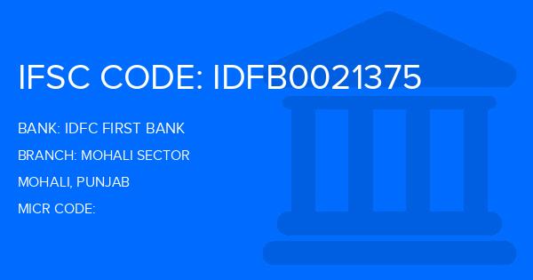 Idfc First Bank Mohali Sector Branch IFSC Code