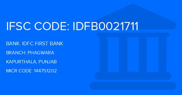 Idfc First Bank Phagwara Branch IFSC Code