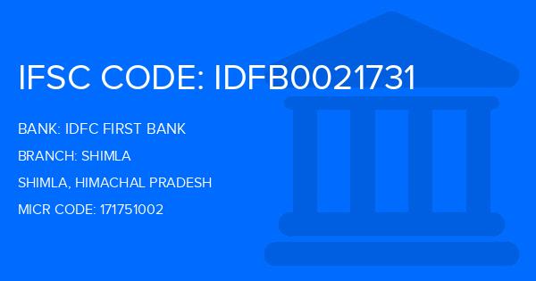 Idfc First Bank Shimla Branch IFSC Code