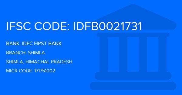 Idfc First Bank Shimla Branch IFSC Code