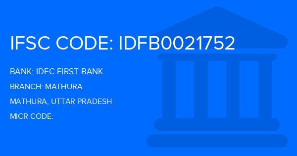 Idfc First Bank Mathura Branch IFSC Code