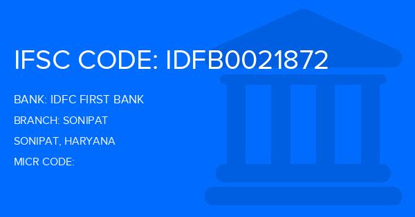 Idfc First Bank Sonipat Branch IFSC Code
