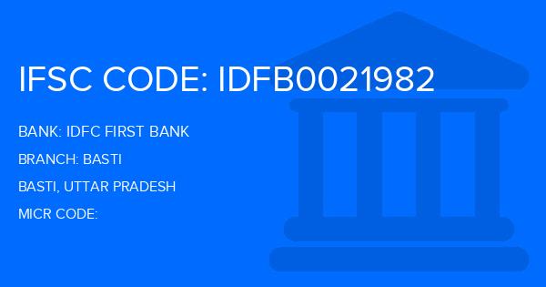 Idfc First Bank Basti Branch IFSC Code