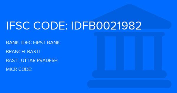 Idfc First Bank Basti Branch IFSC Code