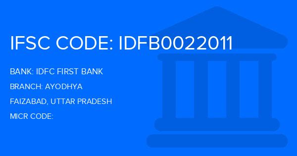 Idfc First Bank Ayodhya Branch IFSC Code