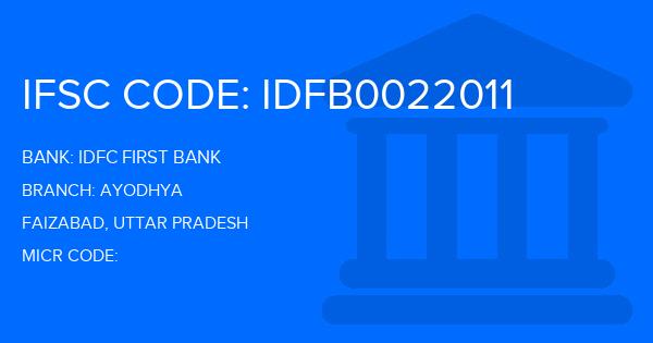 Idfc First Bank Ayodhya Branch IFSC Code
