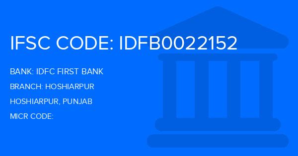 Idfc First Bank Hoshiarpur Branch IFSC Code