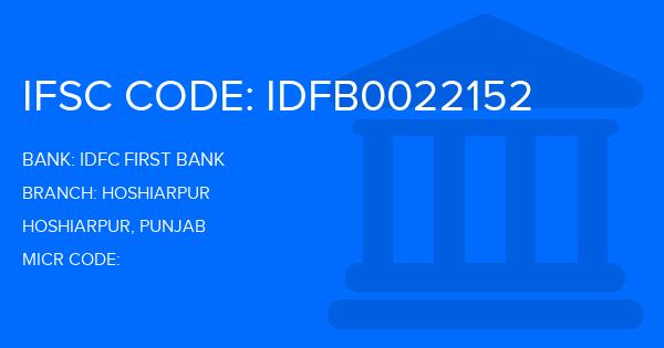 Idfc First Bank Hoshiarpur Branch IFSC Code