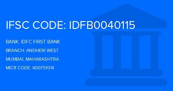 Idfc First Bank Andheri West Branch IFSC Code