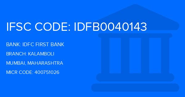 Idfc First Bank Kalamboli Branch IFSC Code