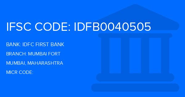 Idfc First Bank Mumbai Fort Branch IFSC Code