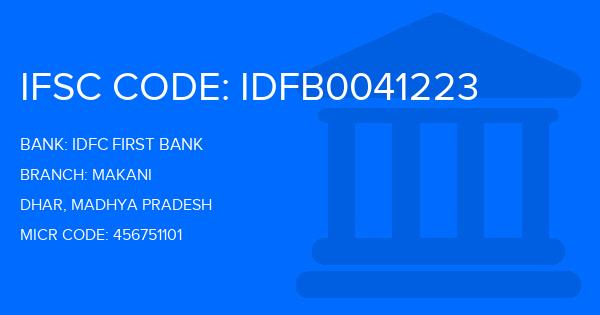 Idfc First Bank Makani Branch IFSC Code