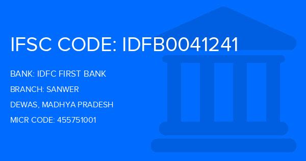 Idfc First Bank Sanwer Branch IFSC Code