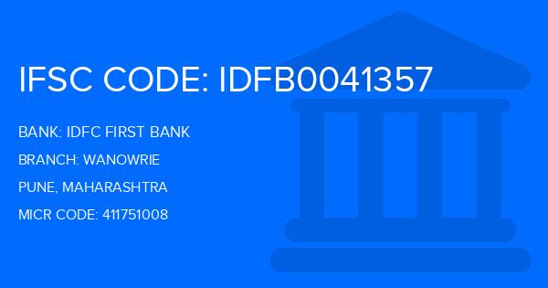 Idfc First Bank Wanowrie Branch IFSC Code