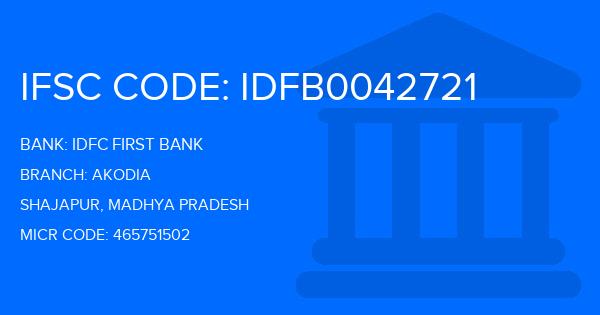 Idfc First Bank Akodia Branch IFSC Code