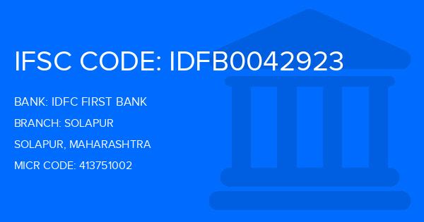 Idfc First Bank Solapur Branch IFSC Code