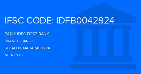 Idfc First Bank Barshi Branch IFSC Code