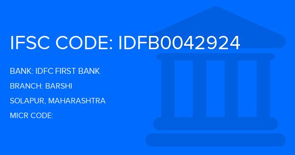 Idfc First Bank Barshi Branch IFSC Code